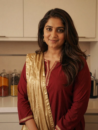 Simran, 31, India - Hospitality manager and home cook extraordinaire. Family-first mindset - dreams of a warm, laughter-filled life with a caring man.