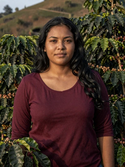 Filomena, 31, Timor-Leste - Coffee farmer and single mother from Timor's premier coffee-growing region. Strong, independent, and deeply devoted to family and faith.