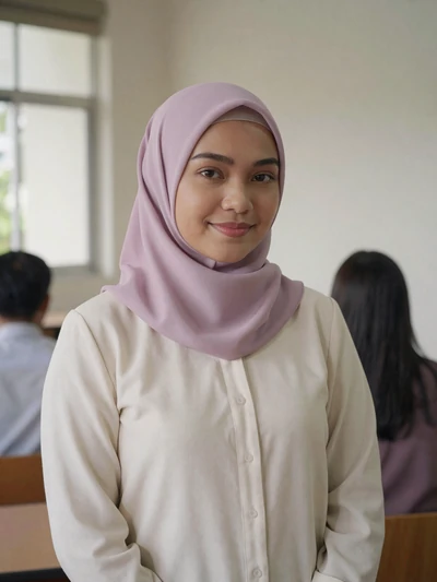Nurul, 26, Brunei - Primary school teacher who loves calligraphy and traditional kuih making. Values faith, education, and a partner who respects family.