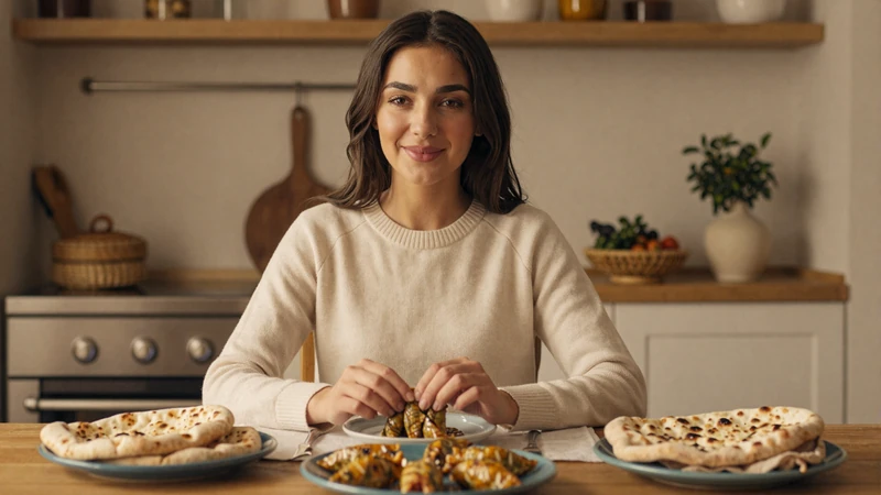 Armenian woman preparing traditional dolma and lavash at home representing Armenian hospitality and dating culture