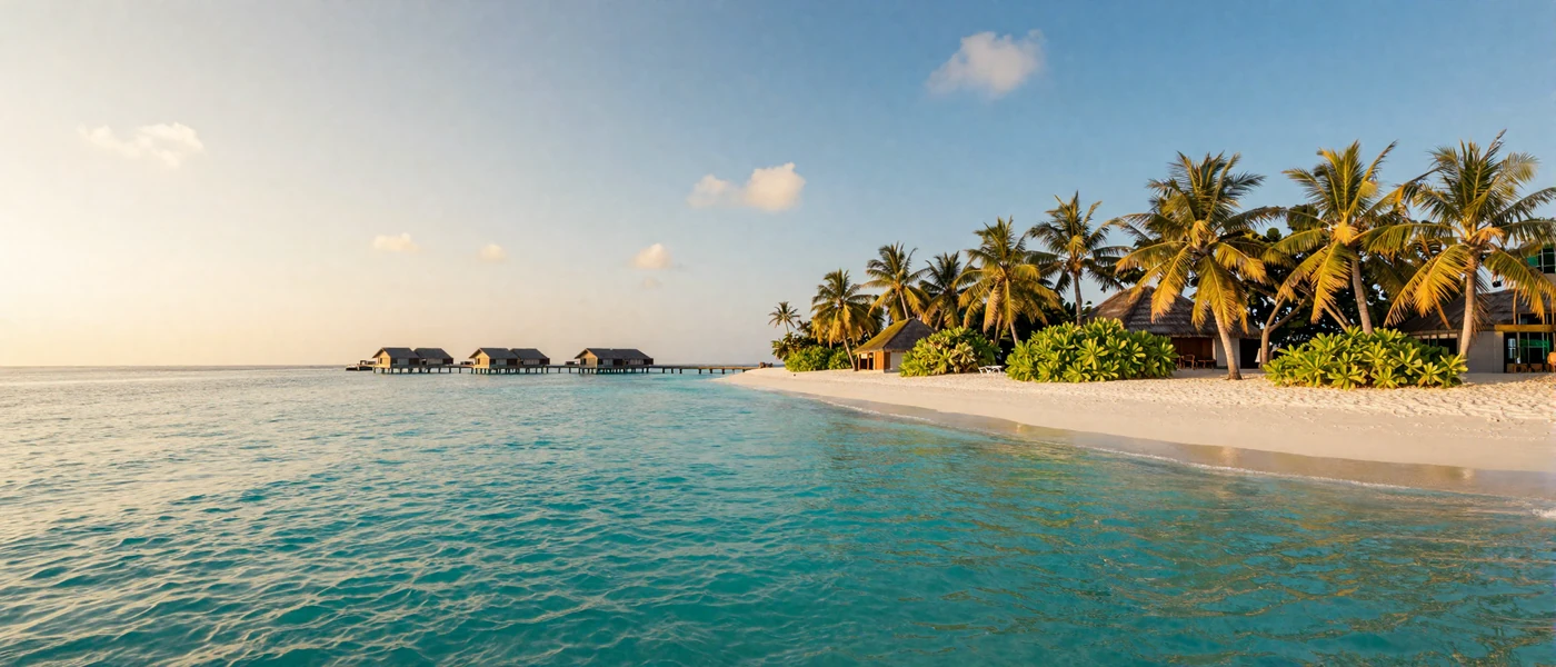 Pristine Maldivian atoll with turquoise water and palm trees representing the island paradise of Maldivian dating culture
