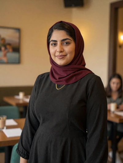 Maryam, 33, USA (Yemeni Diaspora) - Restaurant owner serving traditional Yemeni cuisine. Mother of one. Believes love grows through shared meals and mutual respect. Ready for a new chapter.