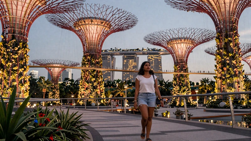 Gardens by the Bay supertrees illuminated at twilight representing romantic date destinations for Singaporean women dating