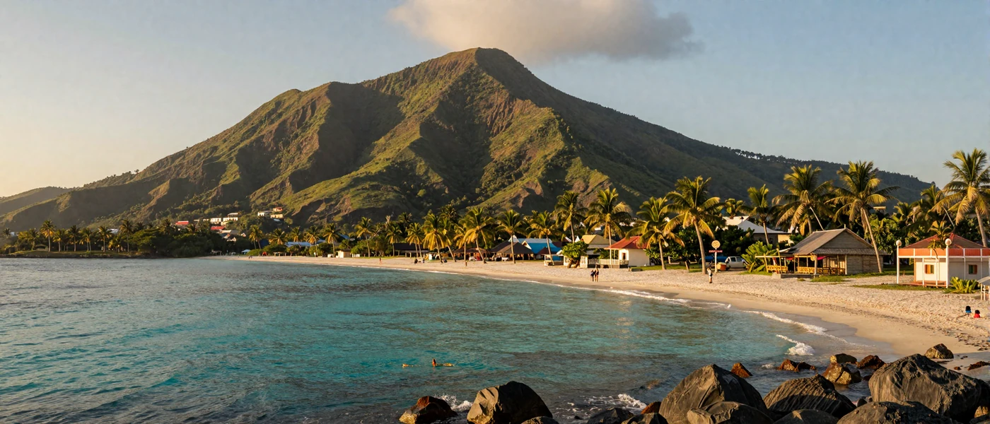 Dili East Timor tropical coastline at golden hour representing Timorese women dating and Timor-Leste cultural beauty