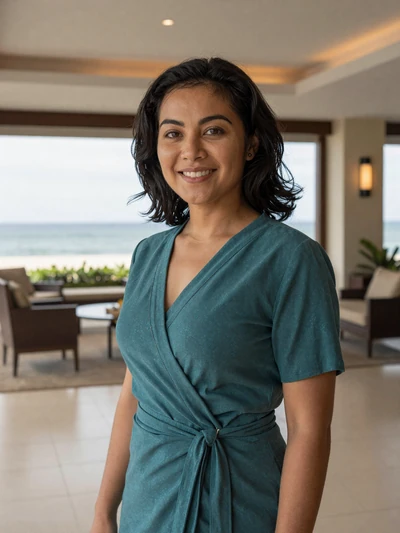 Celestina, 28, Timor-Leste - Hotel receptionist in the coastal town of Liquiçá. Speaks Tetum, Portuguese, and English. Loves snorkeling and cooking ikan pepes for guests.