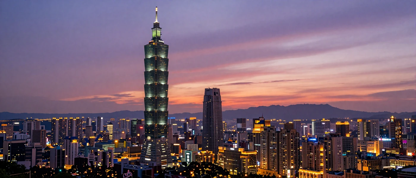 Taipei skyline at dusk with Taipei 101 tower representing modern Taiwan culture and Taiwanese women dating opportunities
